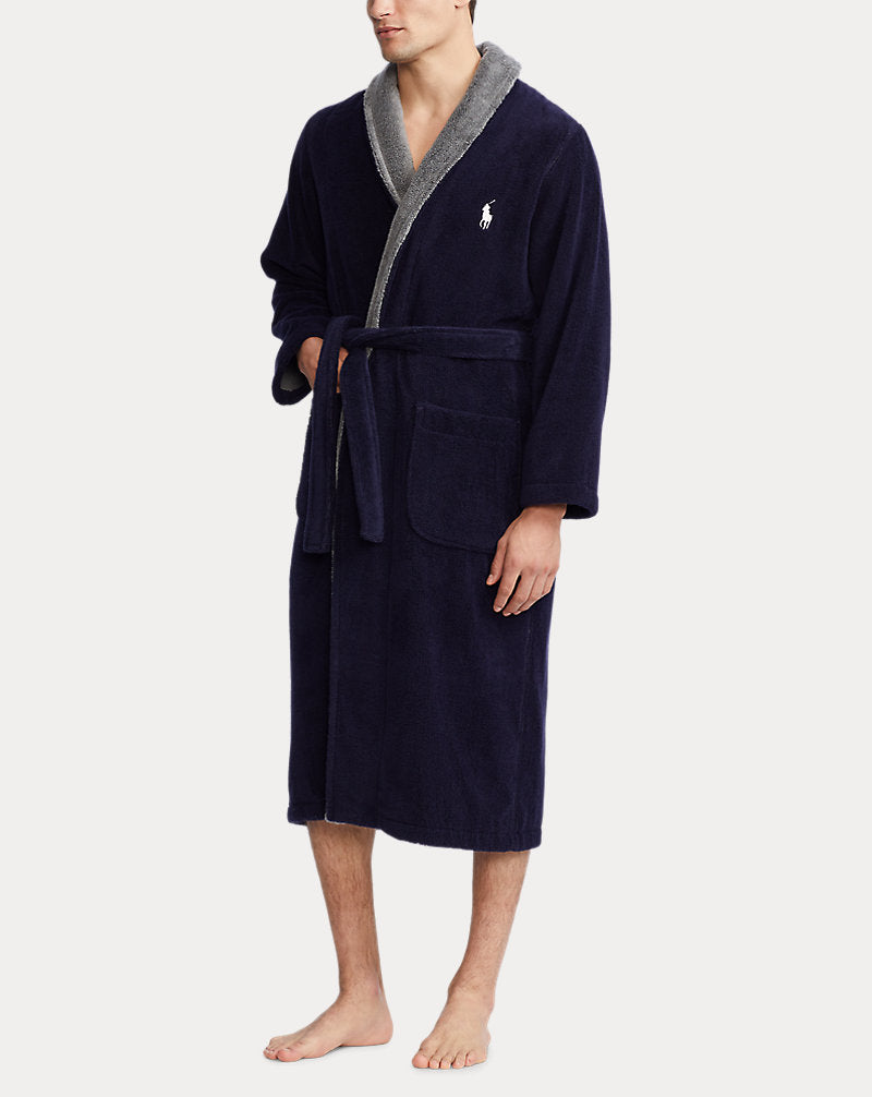 Cotton Terry Robe Navy
