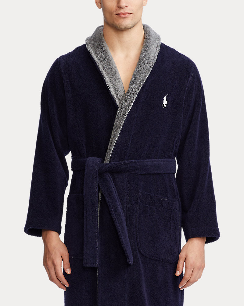 Cotton Terry Robe Navy
