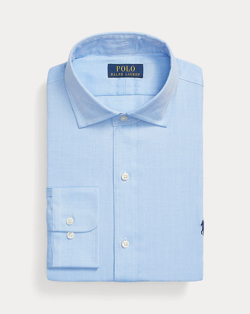 Custom Fit Textured Shirt 5499a Blue