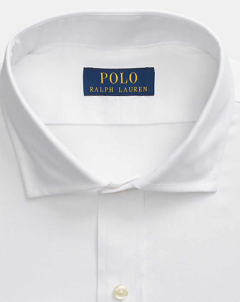 Custom Fit Stretch Herringbone Shirt 5499d White