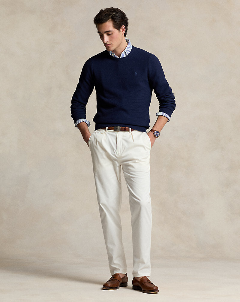 Textured Cotton Crewneck Jumper Refined_navy/C7956