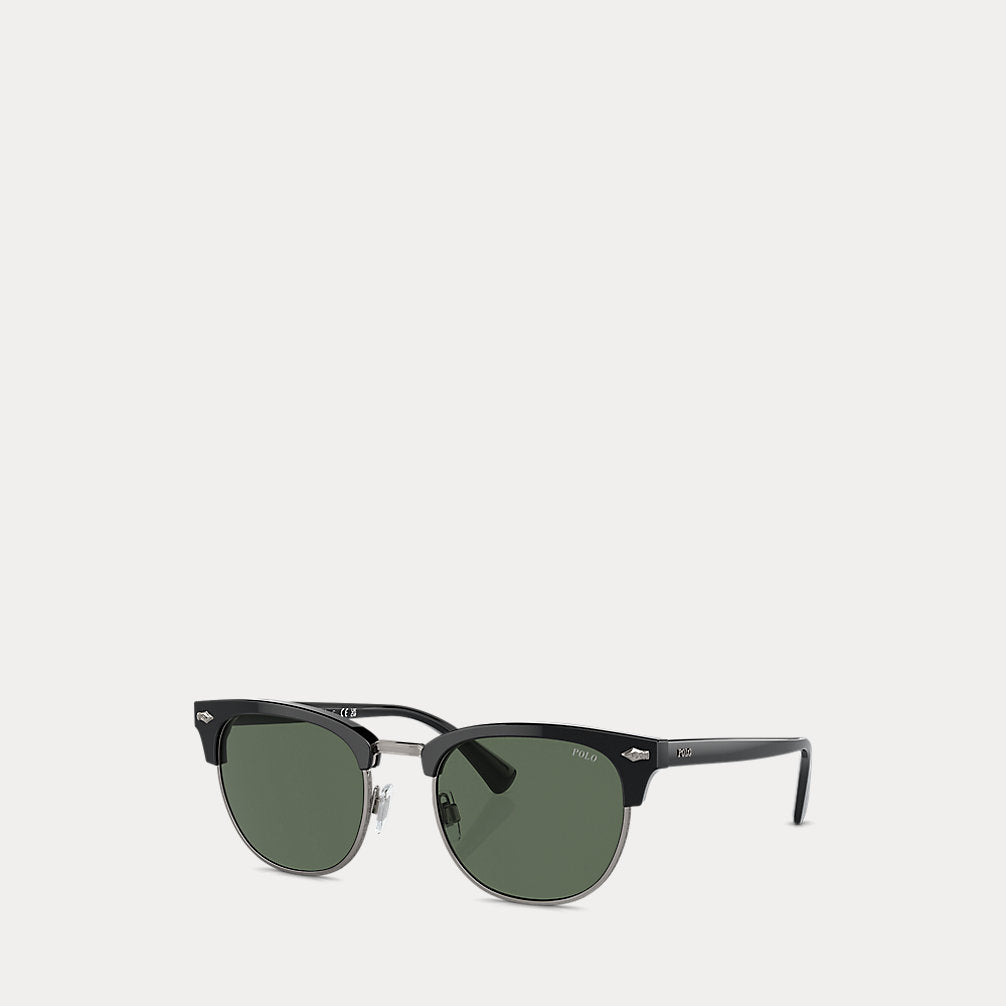 Heritage Pen-Pin Round Sunglasses Shiny Black