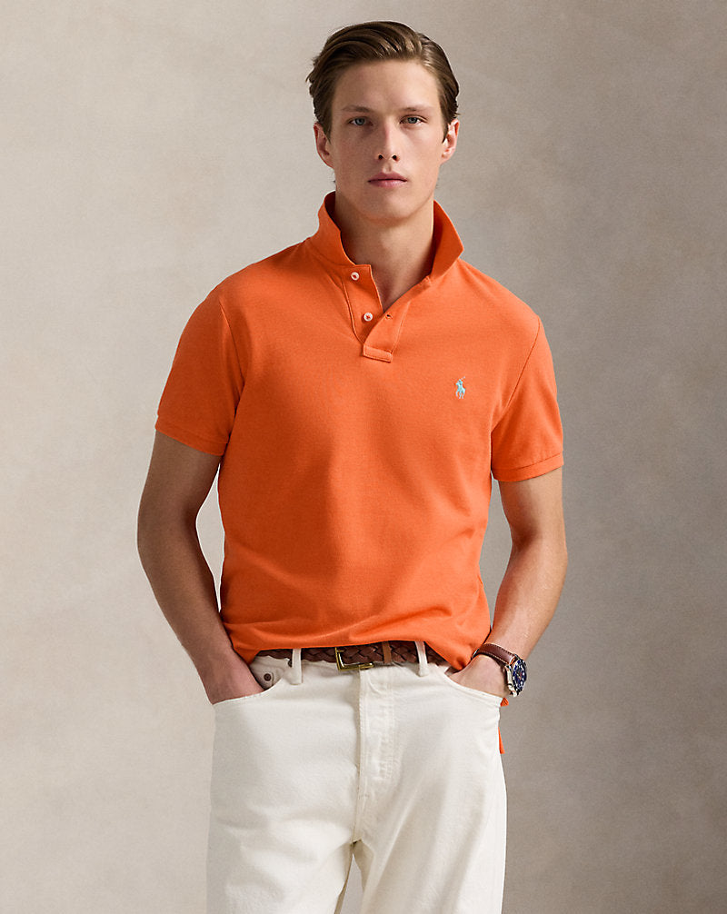 Slim Fit Mesh Polo Shirt Spring Melon