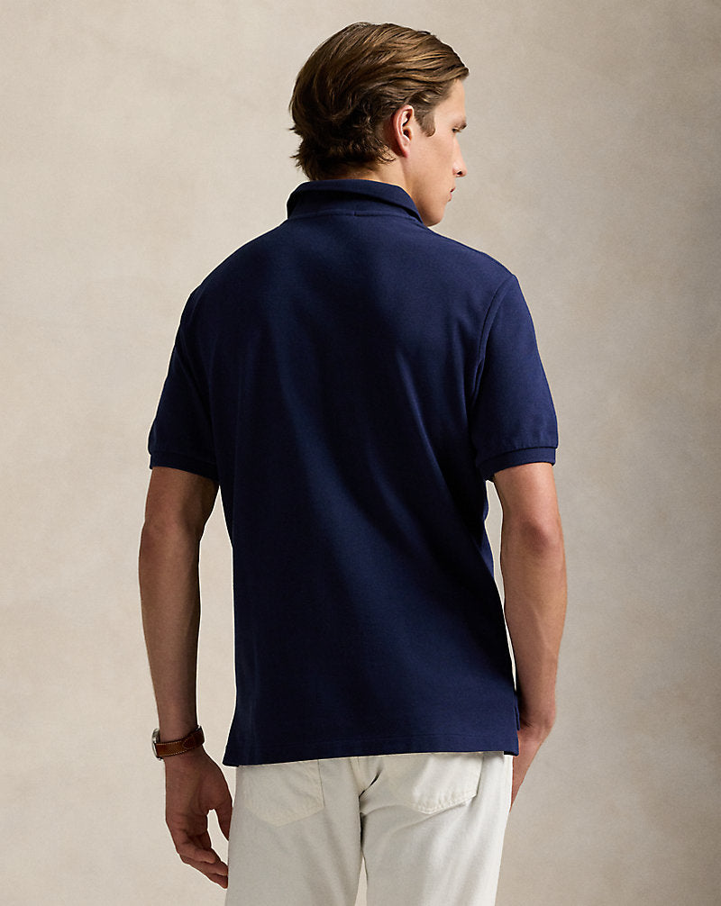 Classic Fit Leather-Pony Mesh Polo Shirt Refined Navy