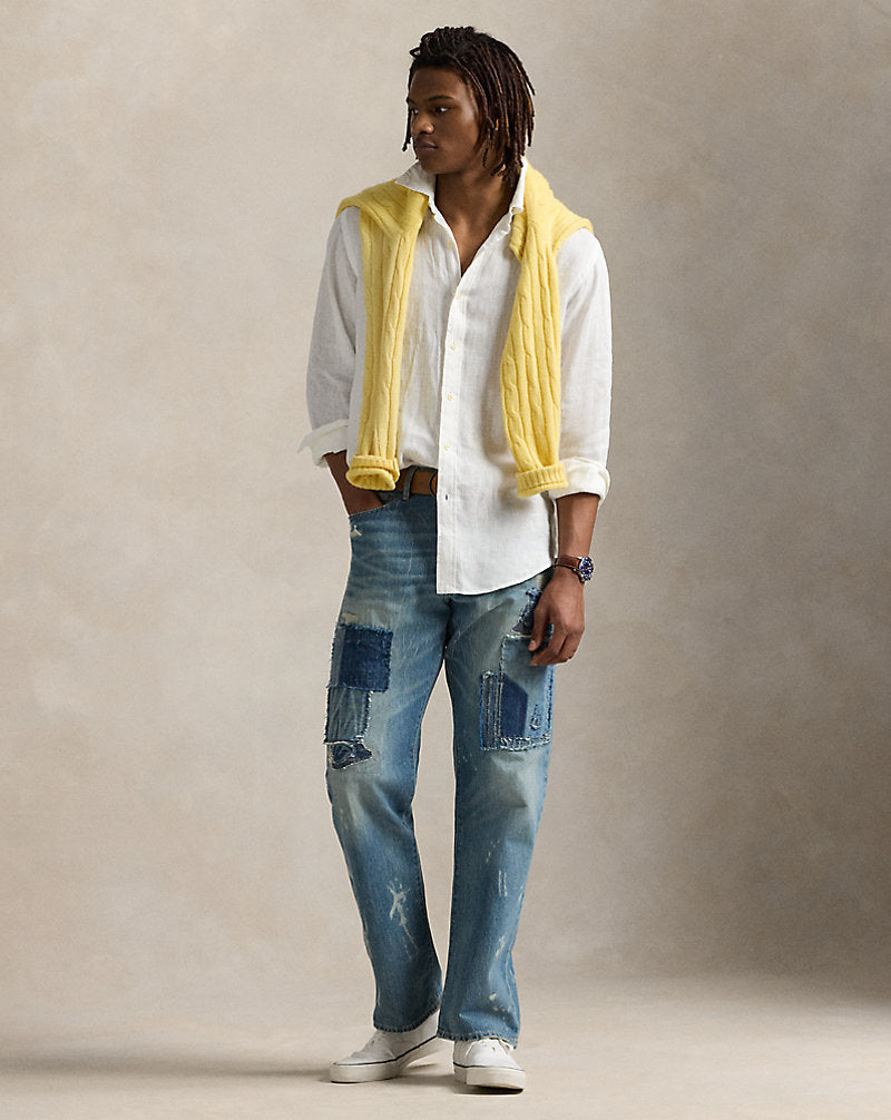 Slim Fit Linen Shirt Ceramic White