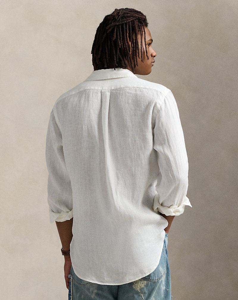 Slim Fit Linen Shirt Ceramic White