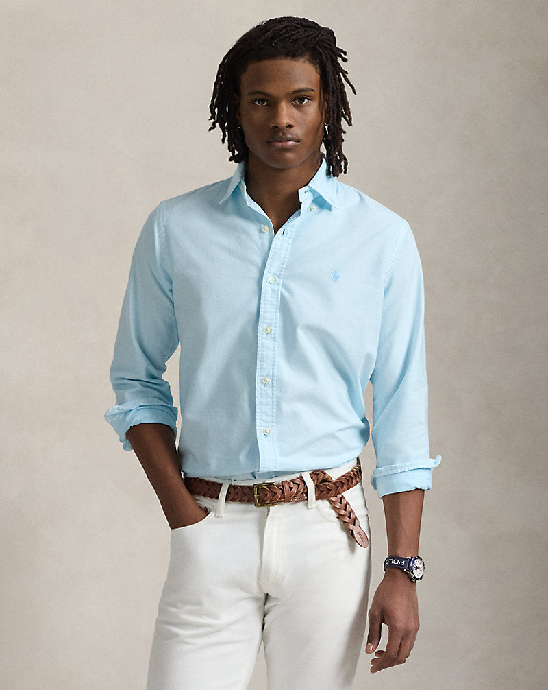 Custom Fit Mineral-Dyed Oxford Shirt Sky