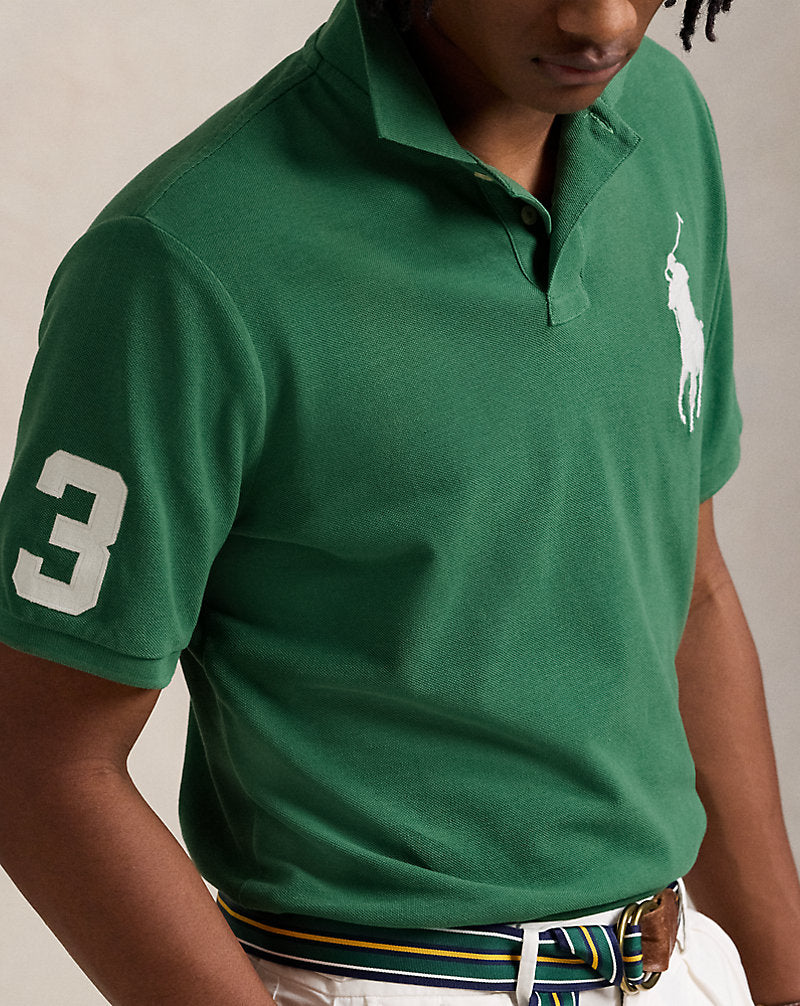 Custom Slim Fit Big Pony Mesh Polo Shirt Antique Green