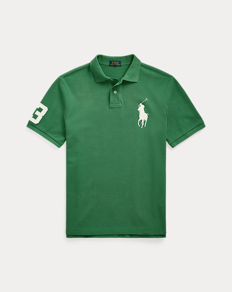 Custom Slim Fit Big Pony Mesh Polo Shirt Antique Green
