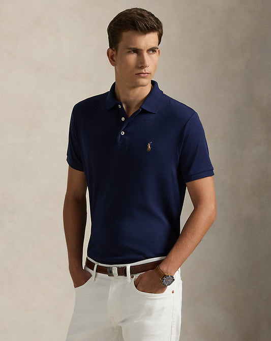 Custom Slim Fit Soft Cotton Polo Shirt Refined Navy