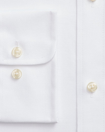 Custom Fit Stretch Herringbone Shirt 5499d White