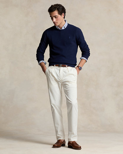 Textured Cotton Crewneck Jumper Refined_navy/C7956