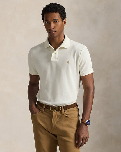 Custom Slim Fit Mesh Polo Shirt Natural-101