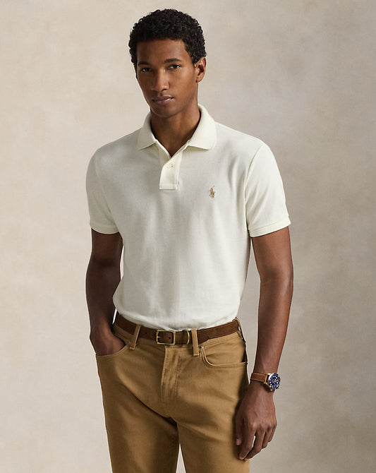 Custom Slim Fit Mesh Polo Shirt Natural-101