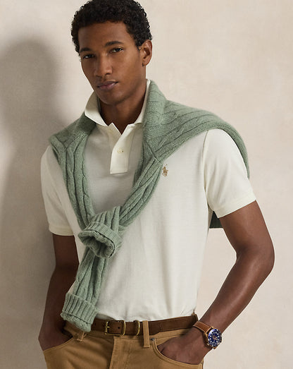 Custom Slim Fit Mesh Polo Shirt Natural-101