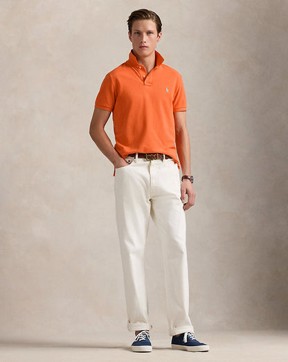 Slim Fit Mesh Polo Shirt Spring Melon