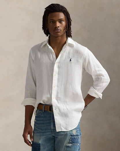 Slim Fit Linen Shirt Ceramic White