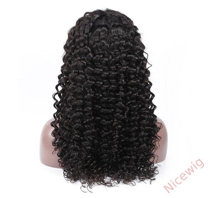 Glueless Brazilian Natural Black Water Wave Long Curly Wig
