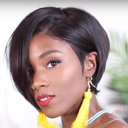 Short Wig Side Parting Bob Straight Hair Wig